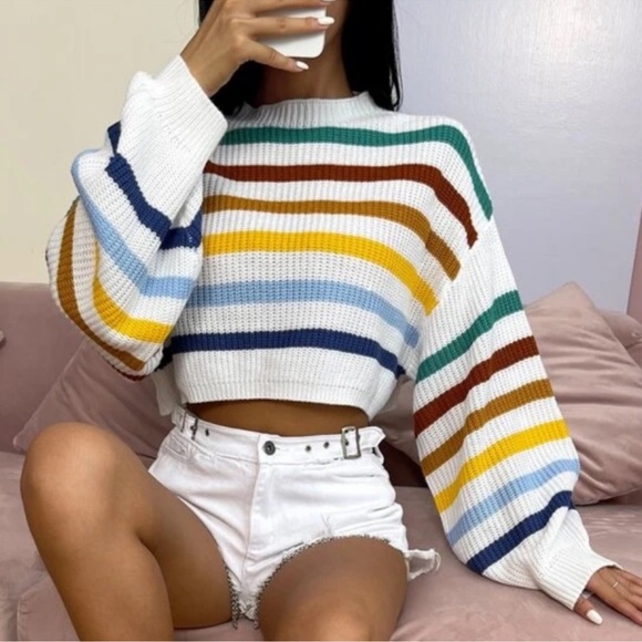 Multicolored Color Block Cozy Striped Sweater - Picture 2 of 8